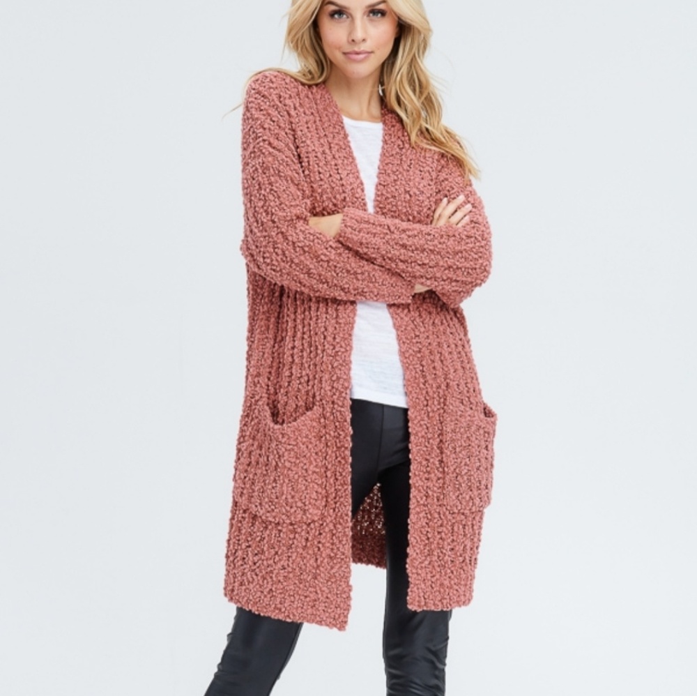 Mauve Cozy Popcorn Cardi